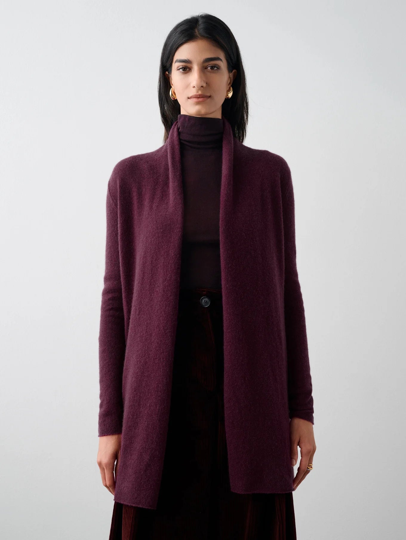 Cashmere trapeze cardigan - Midnight Plum