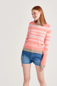 Contrast cashmere stripe - neon & pale pink
