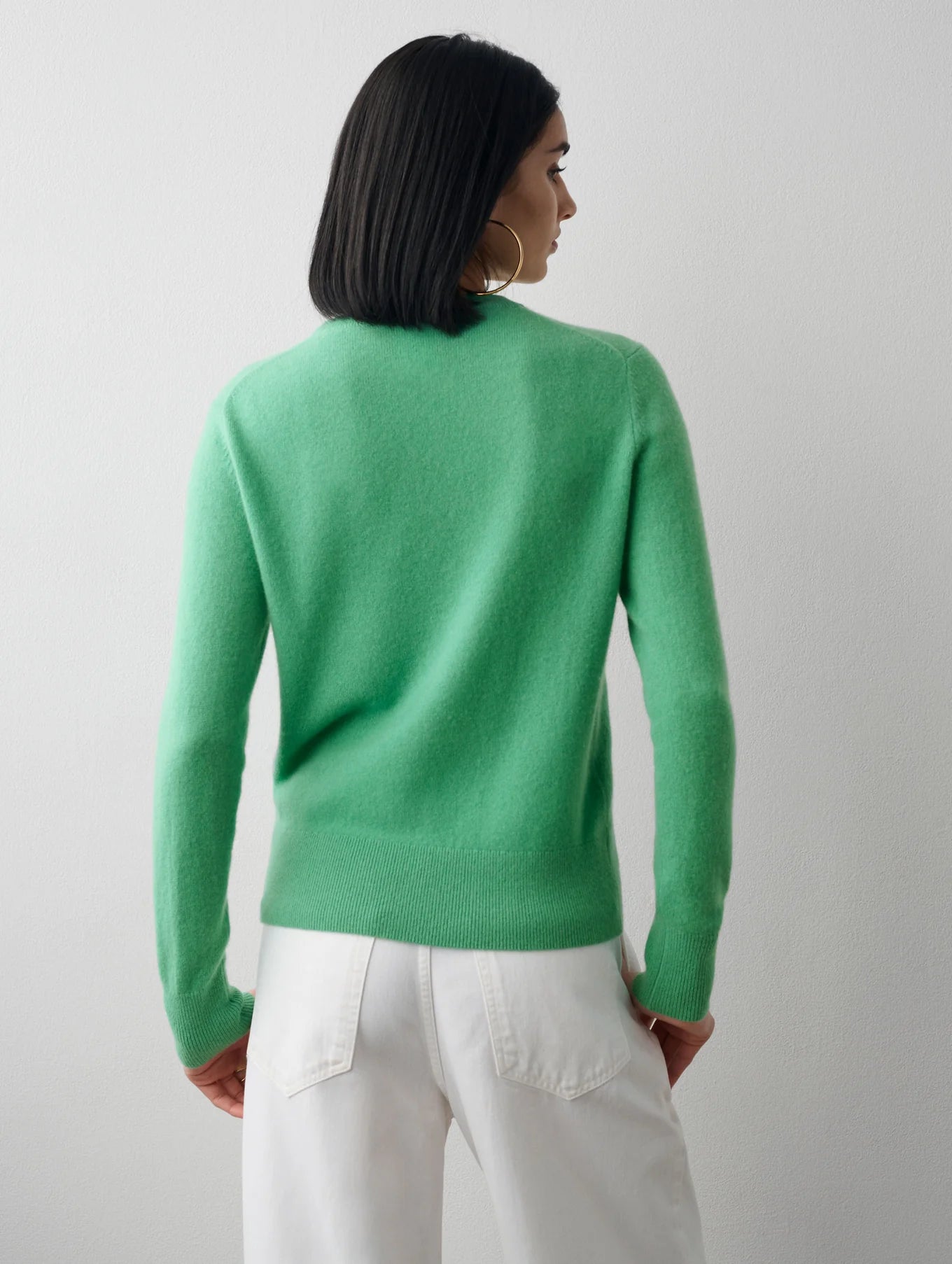 Essential cashmere crew- retro green