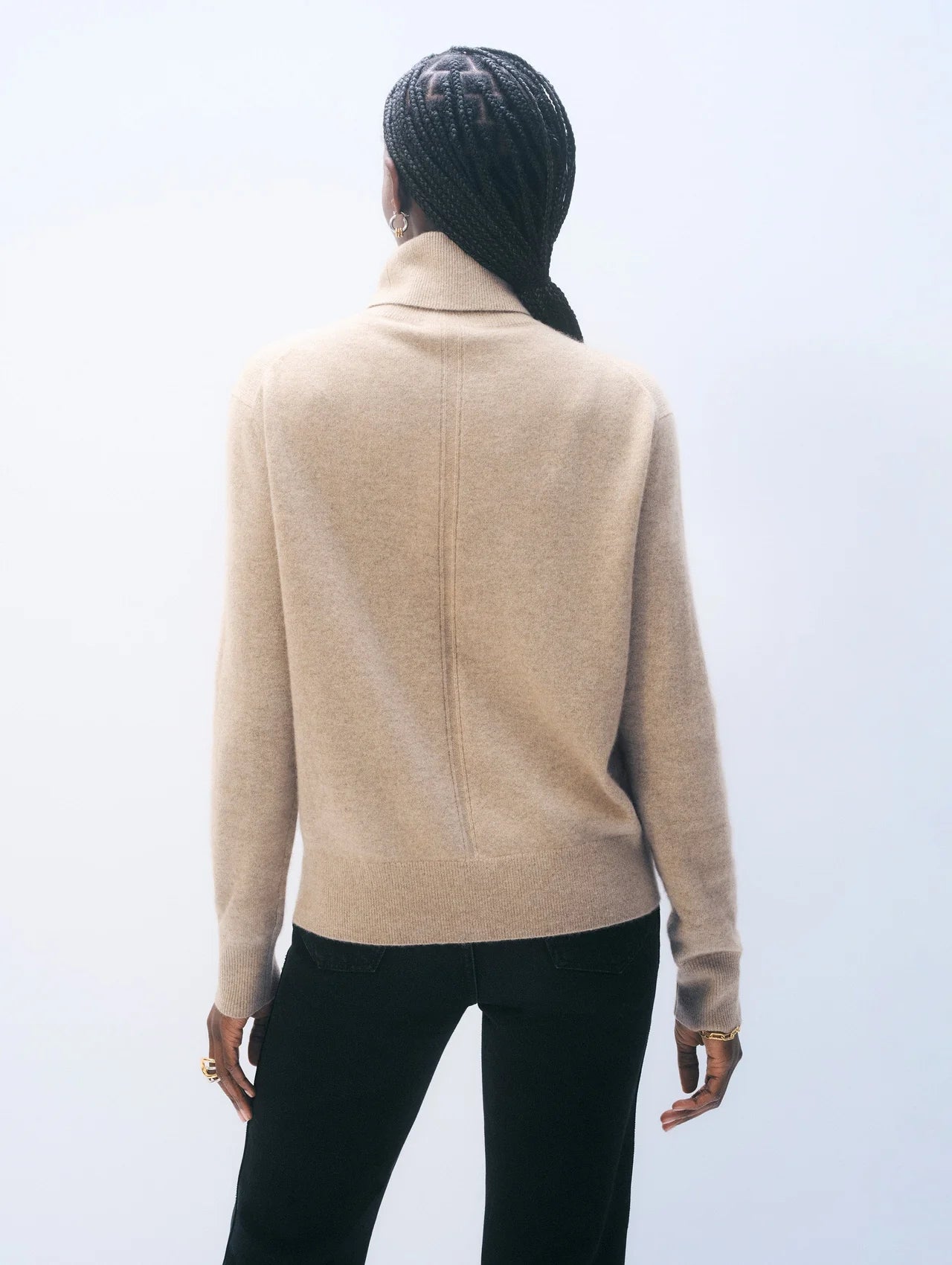 cashmere turtleneck -taupe heather