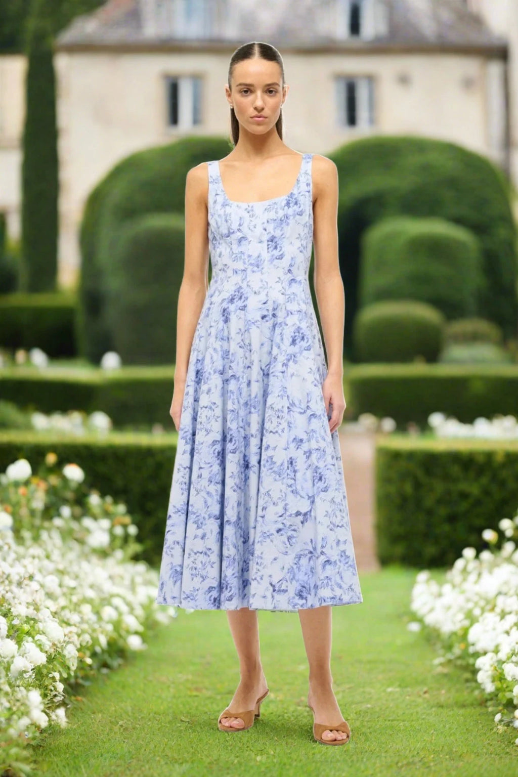 sachin and babi light blue dress STAUD Wells pleated cotton-blend poplin mini dress