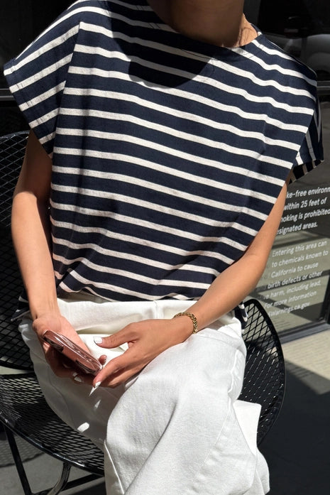 Manon top - navy stripe – Emry boutique