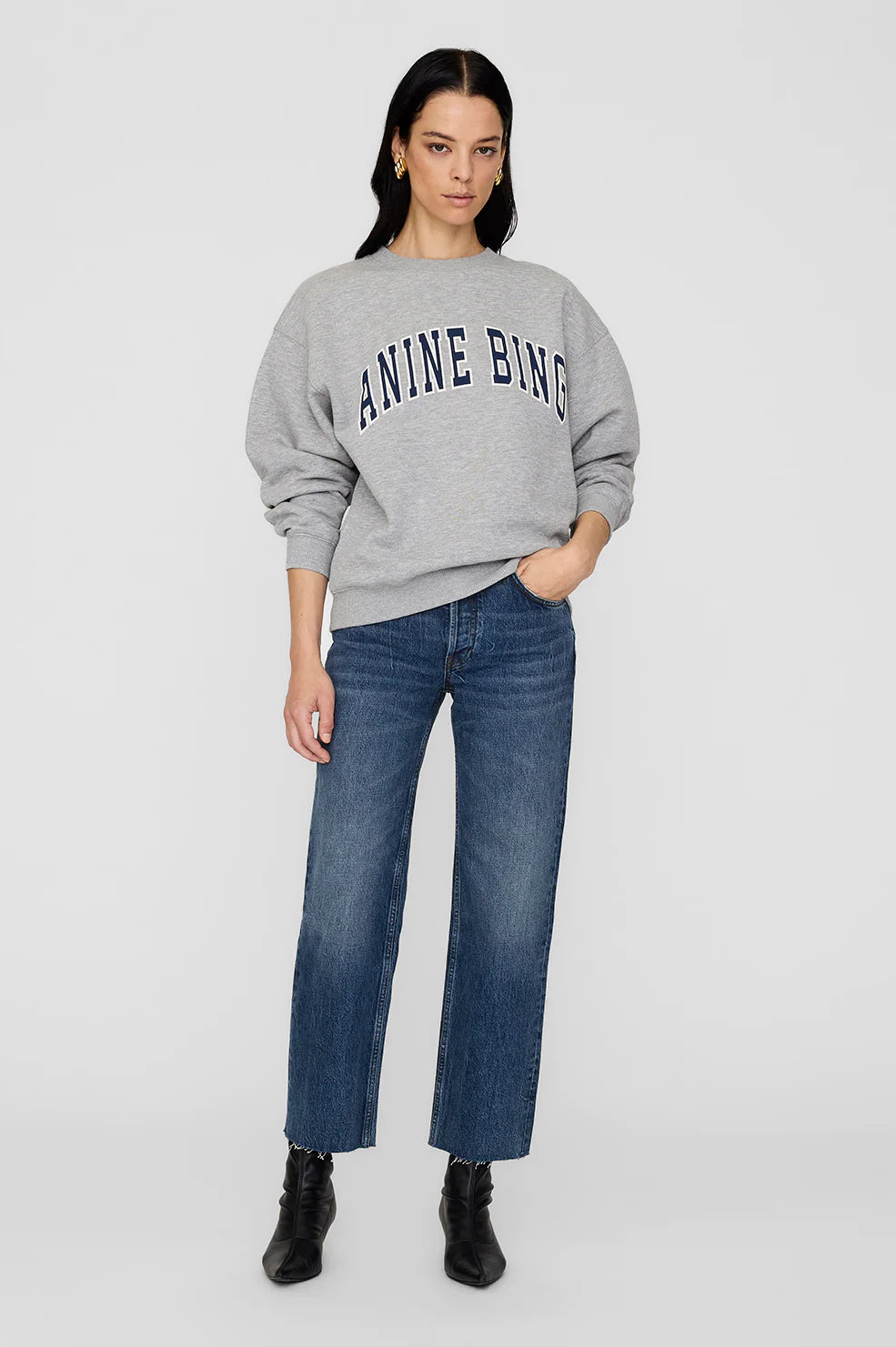 Spencer sweatshirt - heather grey w/ navy