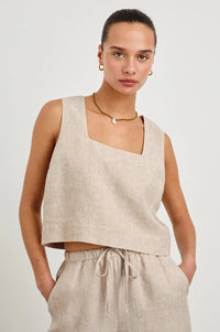 Akira top- heathered flax