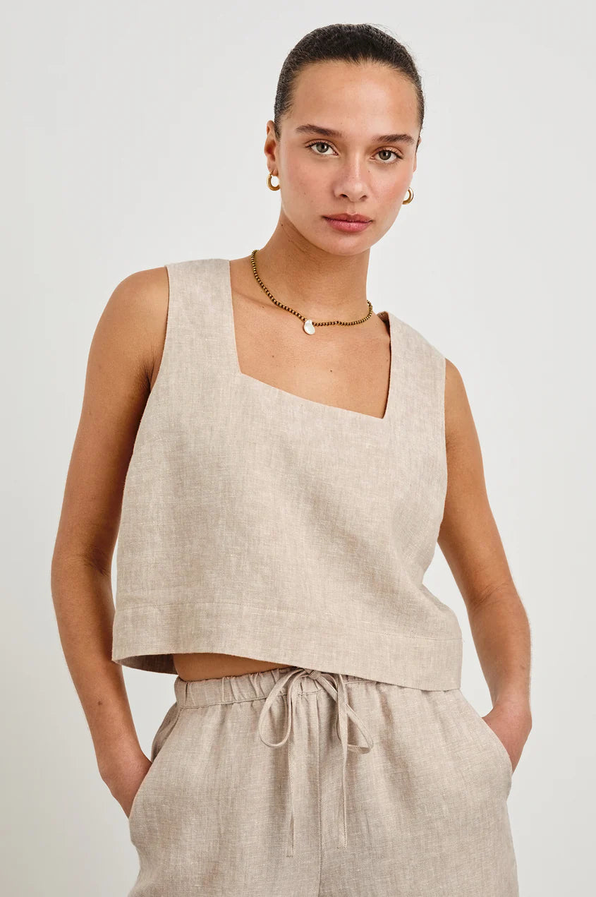 Akira top- heathered flax