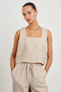 Akira top- heathered flax