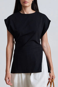Asymmetric tunic tee - Black