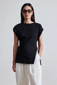 Asymmetric tunic tee - Black
