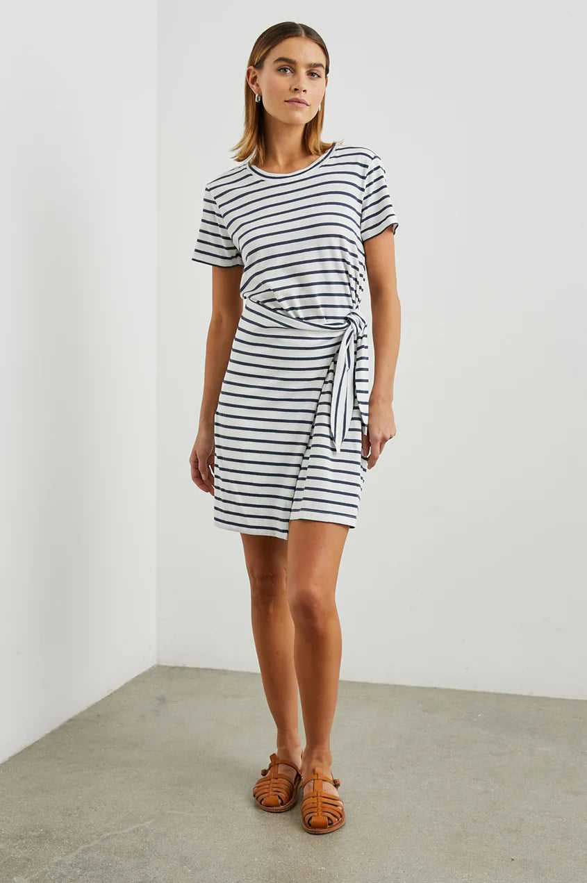 Edie dress - Ivory & Navy Stripe