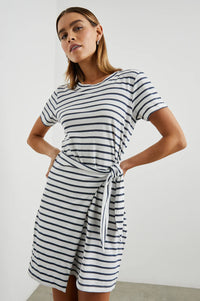 Edie dress - Ivory & Navy Stripe