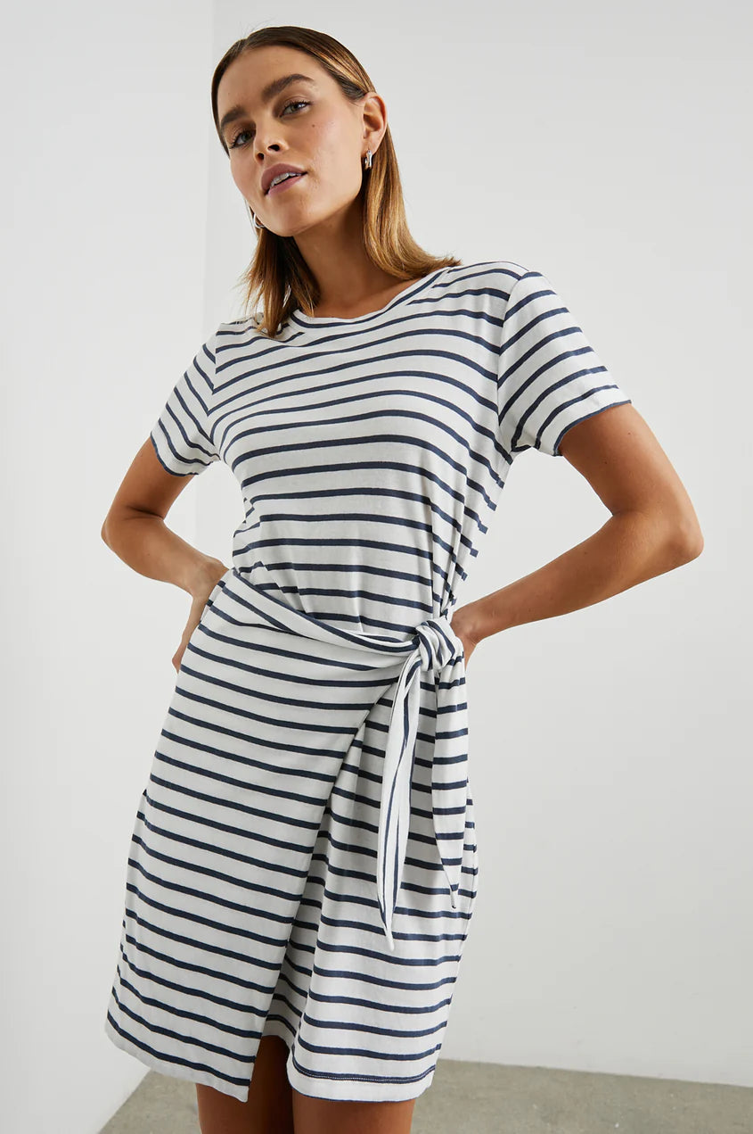 Edie dress - Ivory & Navy Stripe