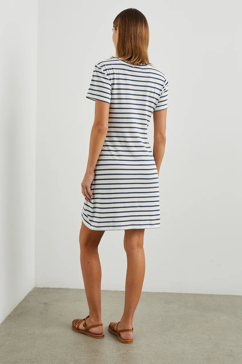 Edie dress - Ivory & Navy Stripe