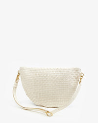 Grande leather fanny - woven cream checker