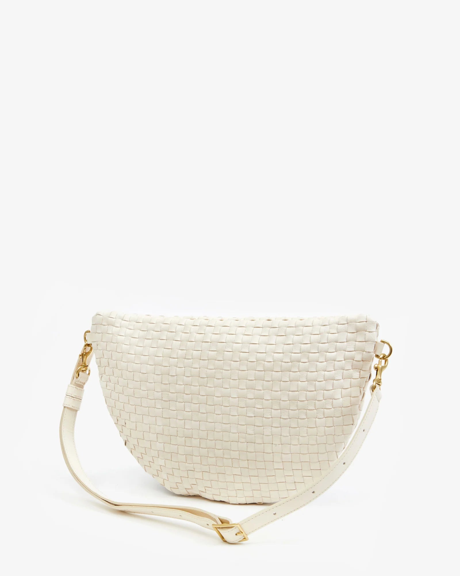 Grande leather fanny - woven cream checker