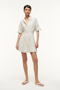 Mini Lorenza dress - ivory micro stripe