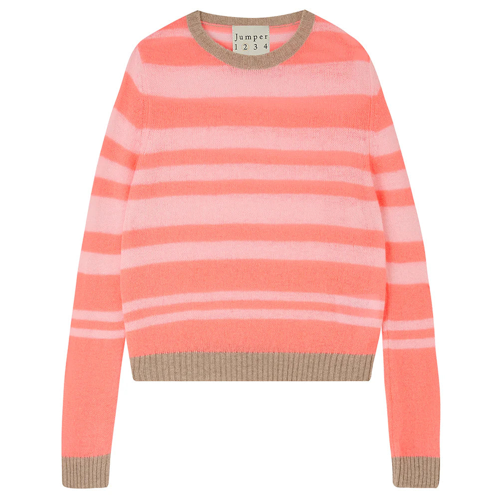 Contrast cashmere stripe - neon & pale pink