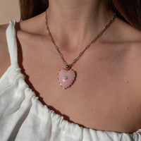 Malene pink opal paperclip necklace