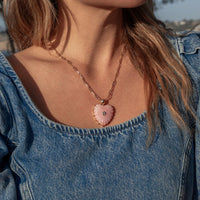 Malene pink opal paperclip necklace
