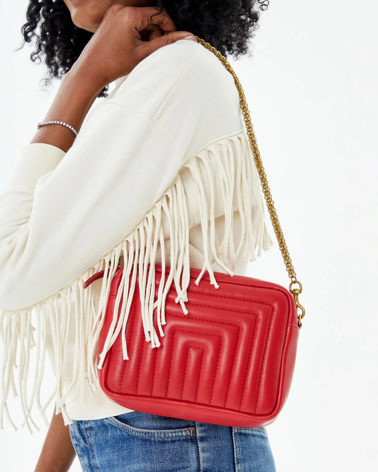 Midi Sac - Nappa Channel Rouge