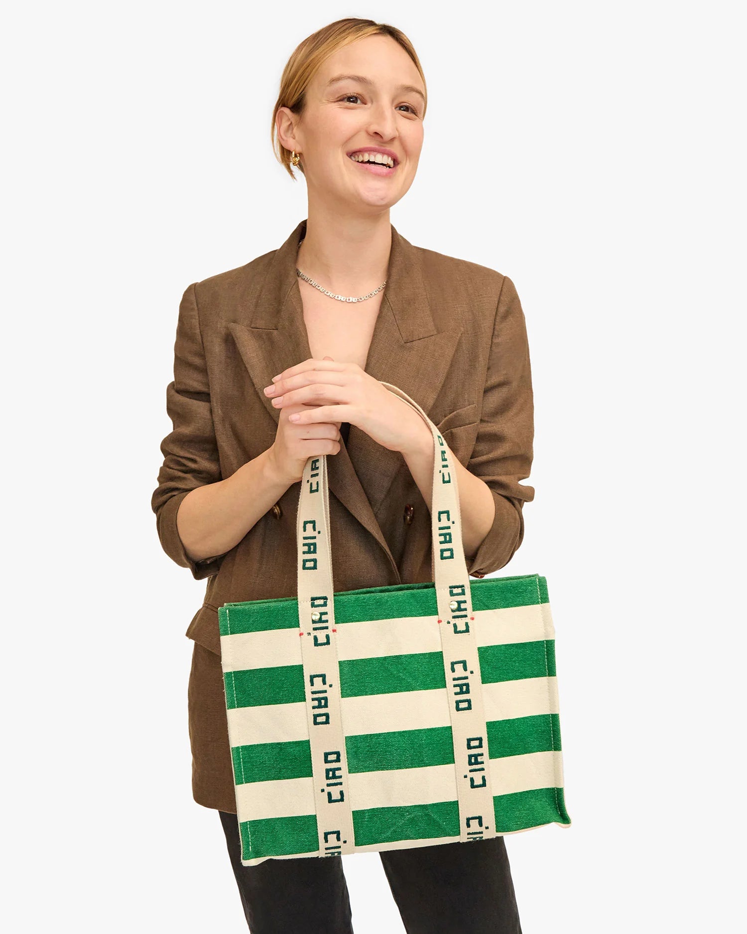 Noémie cavas tote- Palm Green