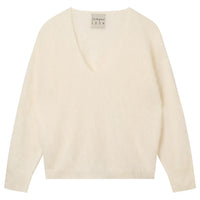Brushed cashmere v neck - cream