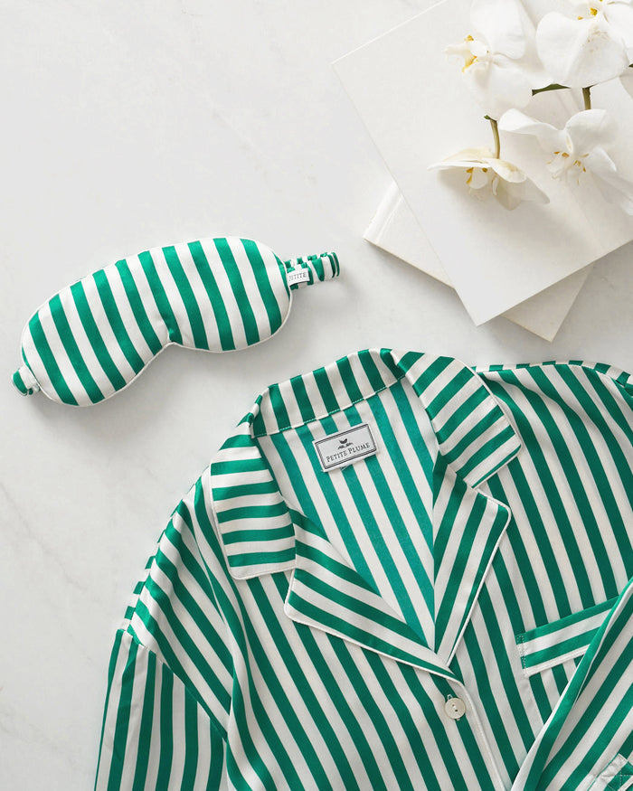 Silk green stripe nightgown