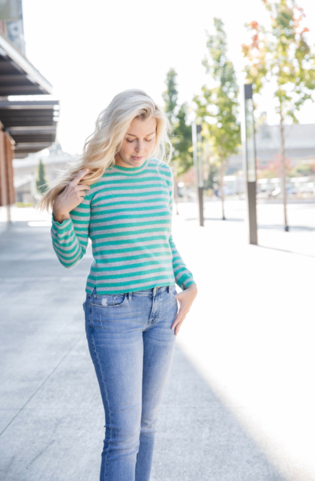 London cashmere - emerald stripe