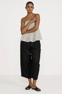 Strapless pleated top - natural