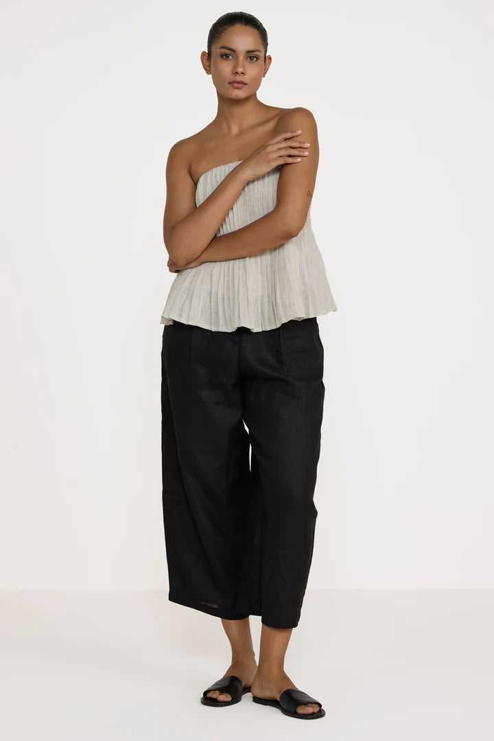Strapless pleated top - natural