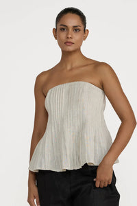 Strapless pleated top - natural