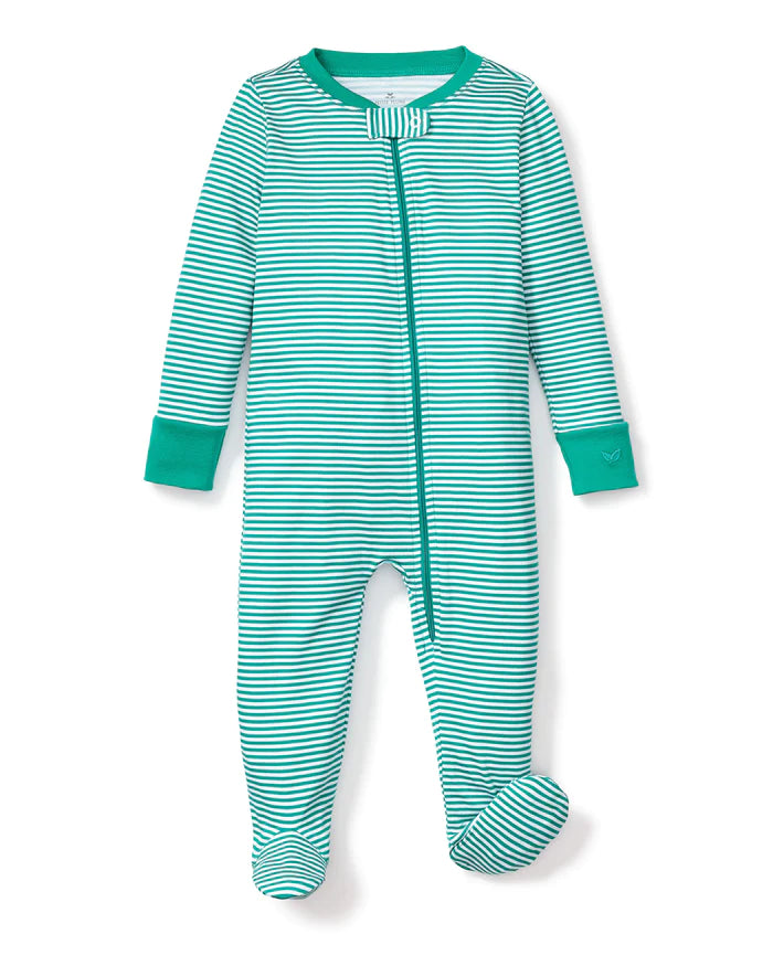 Baby green & white stripe romper