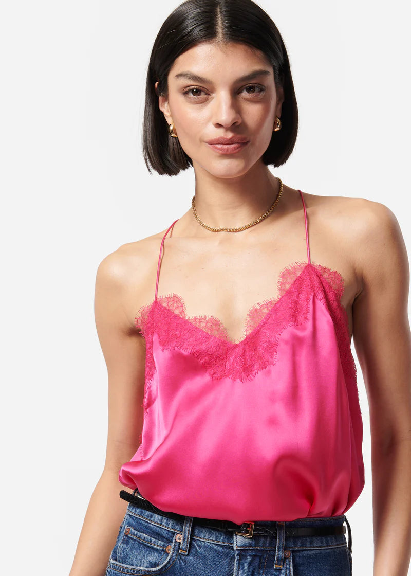 Racer silk cami -dahlia