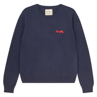 cashmere 'naughty' crew- navy