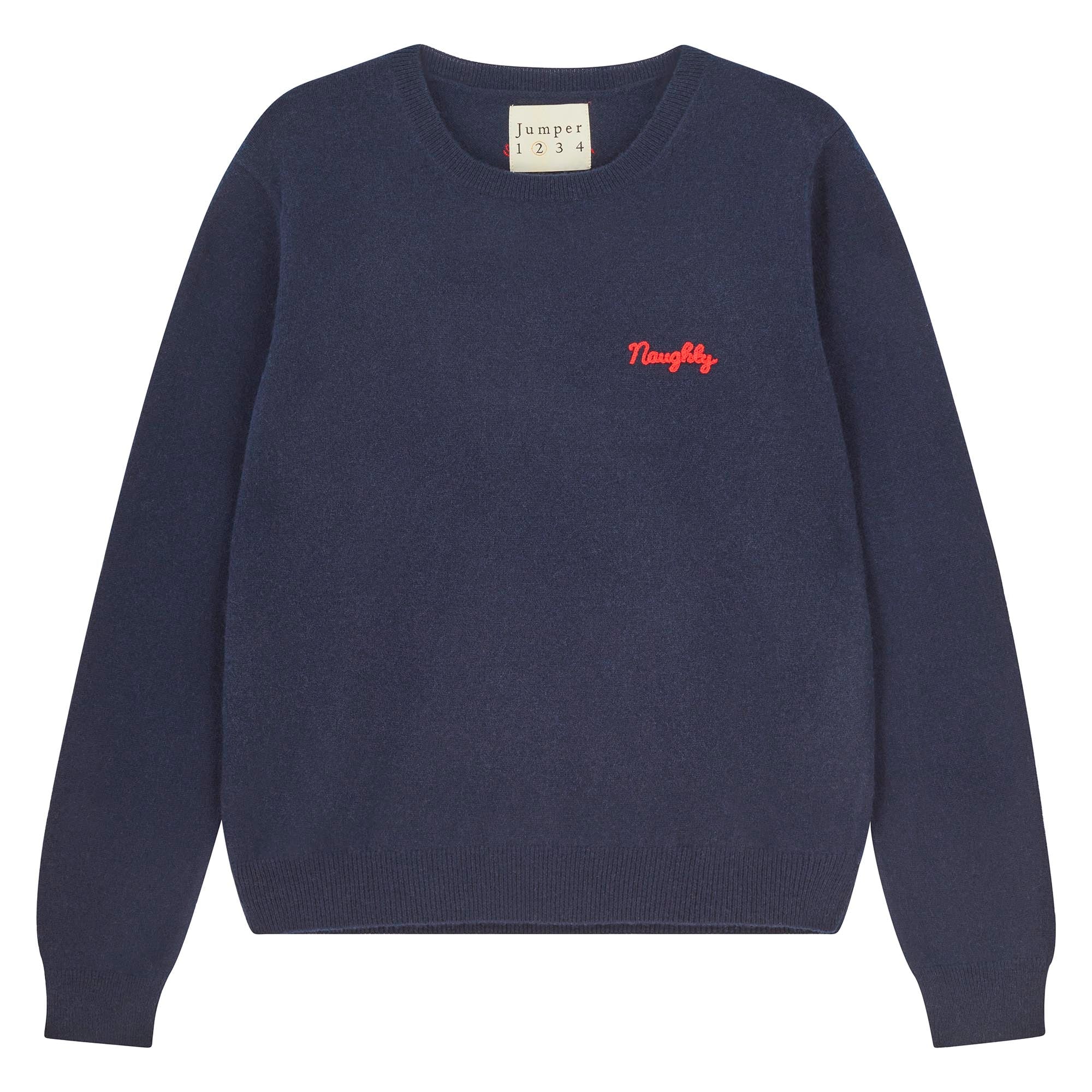 cashmere 'naughty' crew- navy