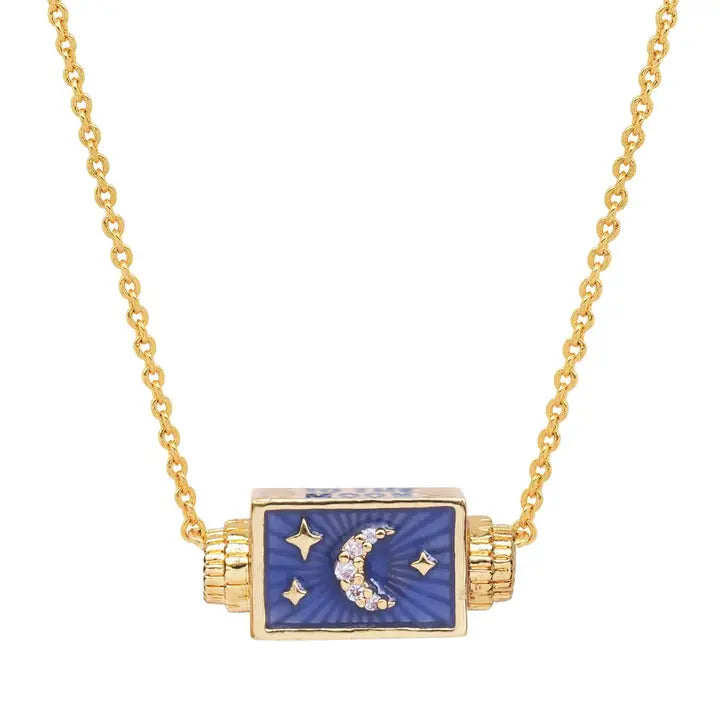 Moon and back spinner necklace