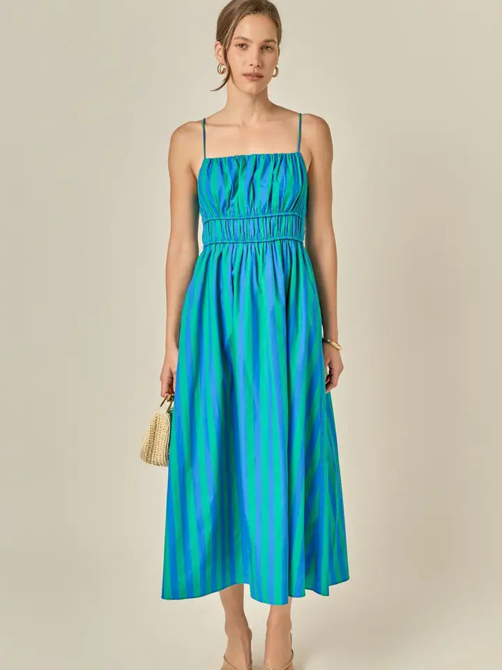 stripe blue and green maxi