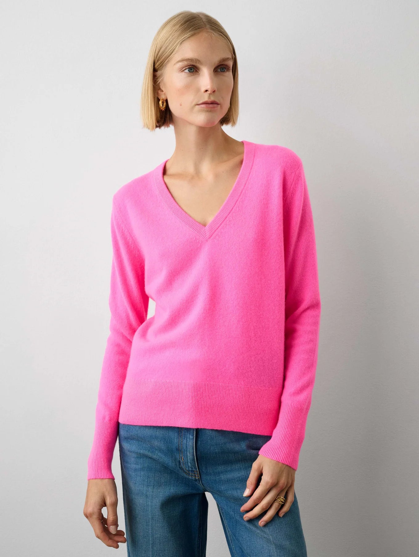 Essential cashmere v-neck- Pink Glow