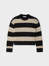 Cashmere stripe crew - black & natural