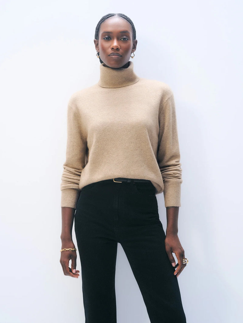 cashmere turtleneck -taupe heather