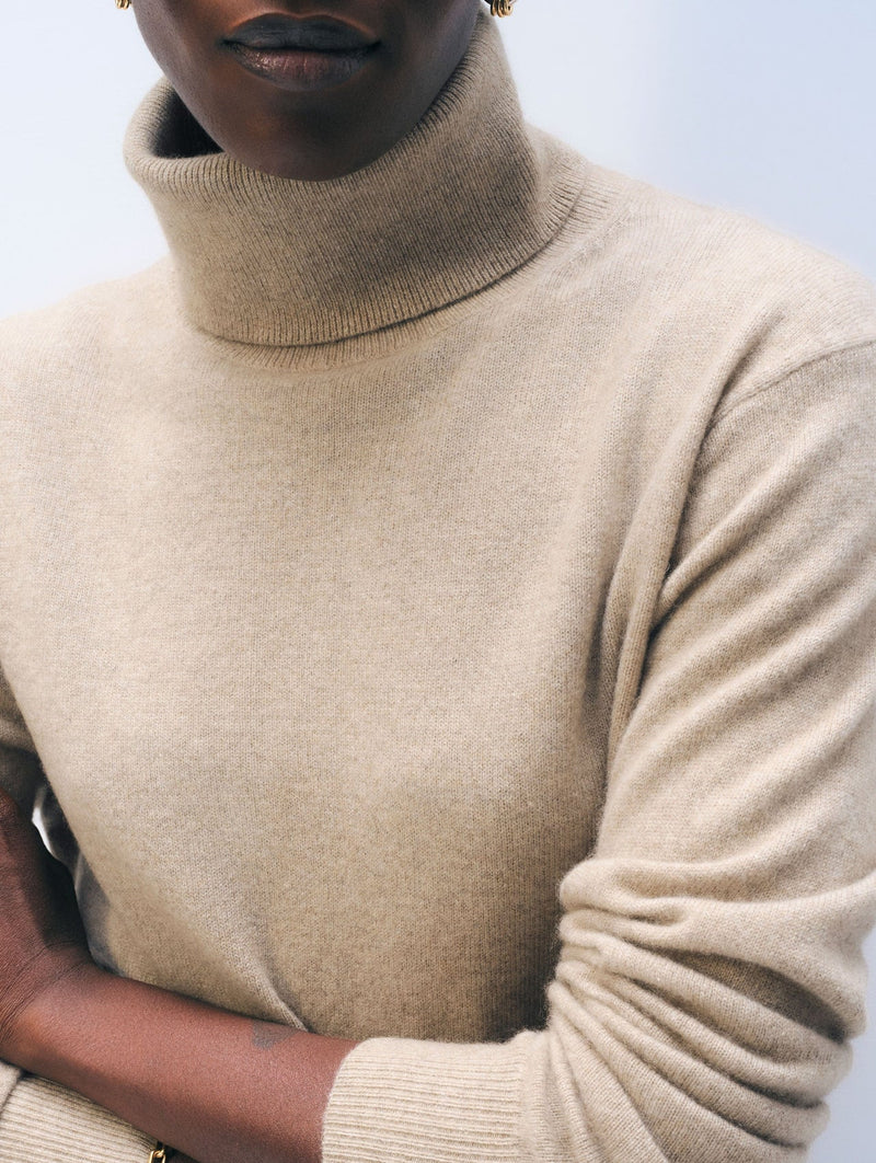 cashmere turtleneck -taupe heather