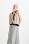 Cashmere double rib sleeveless cardigan