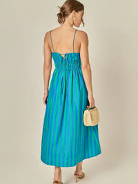 stripe blue and green maxi