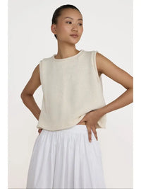 Cropped knit tank - ivory