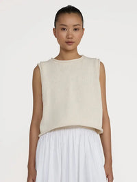 Cropped knit tank - ivory