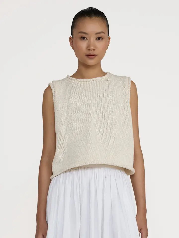 Cropped knit tank - ivory