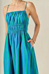 stripe blue and green maxi