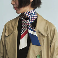 checkerboard silk skinny scarf