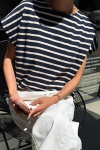 Manon top - navy stripe