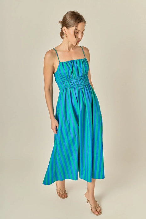 stripe blue and green maxi