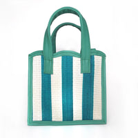Nina green straw & leather tote